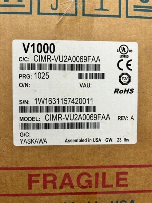 Cimr-Vu2A0069Faa Yaskawa 25Hp 240V Ac Drive