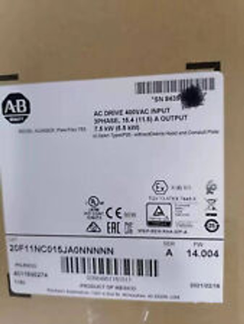 Allen Bradley 20F11Nc015Ja0Nnnnn Ac Drive 400Vac 7.5Kw