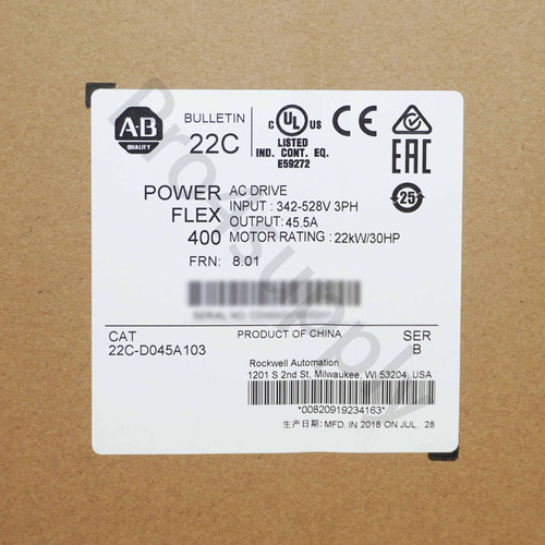 Allen-Bradley Powerflex 400 22 Kw 30 Hp Ac Drive 22C-D045A103
