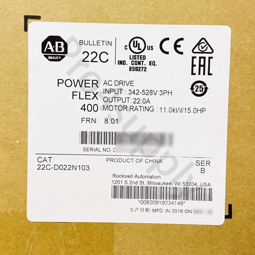 Allen-Bradley Powerflex 400 11 Kw 15 Hp Ac Drive 22C-D022N103