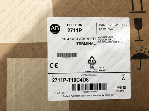 Ab 2711P-T10C4D8 Allen Bradley 10.4" Panelview Plus Hmi Terminal Color Ser A