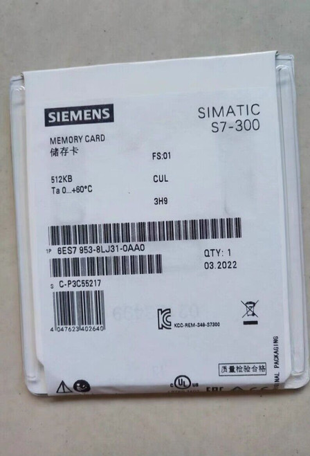 Siemens 6Es7 953-8Lj30-0Aa0 Memory Card 512Kb 6Es7953-8Lj31-0Aa0