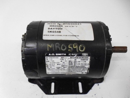 a.o. smith type s 1322.2-56 ac motor hp 1/3 rpm 1725