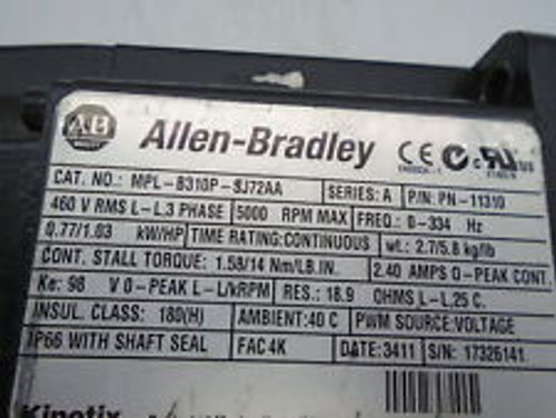 allen bradley mpl-b310p-sj72aa/a servo motor