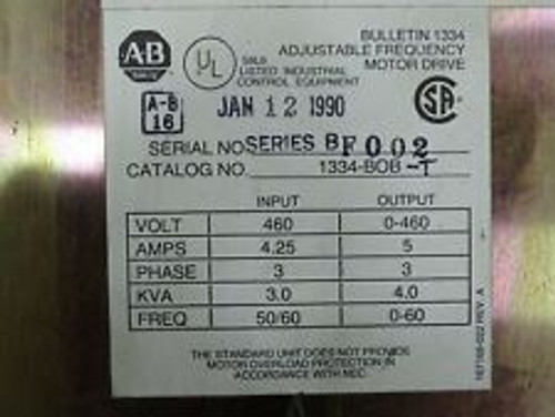 allen bradley bulletin 1334 adjustable frequency motor drive 1334-bob-t,