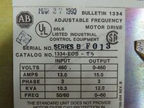 allen bradley bulletin 1334 adjustable frequency motor drive 1334-eob-t3,