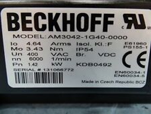 beckhoff am3042-1g40-0000 servo motor 6000rpm 1.42kw