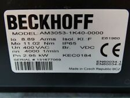 beckhoff am3053-1k40-0000 servo motor 2.95kw 4000rpm