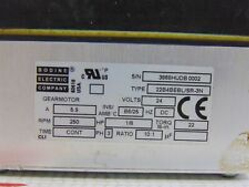 bodine 22b4bebl/sr-3n integramotor right angle gearmotor ratio 10:1