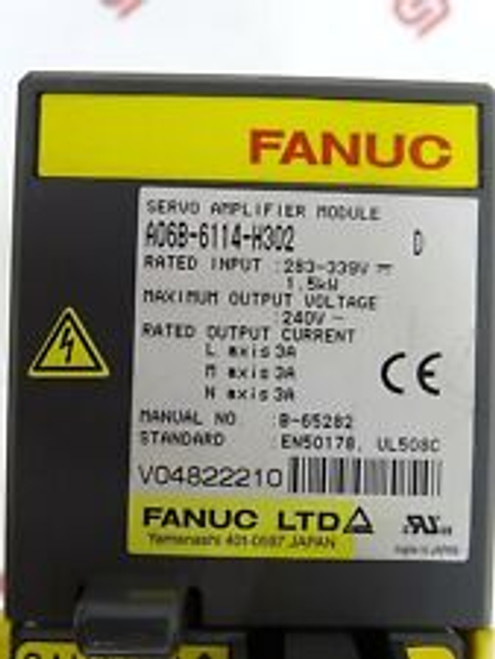 fanuc servo amplifier module a06b-6114-h302 d, 283-339v, 1.5kw, max output vo.