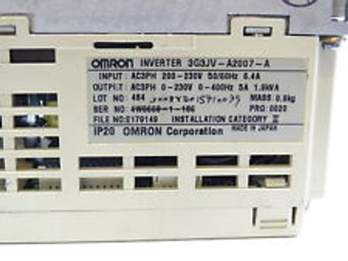 omron 3g3jv-a2007-a inverter ac drive 200-230 vac 5a