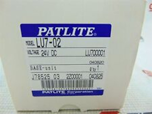 Patlite Lu7-02 Led Base Unit 24Vdc Class 2 Lu700001
