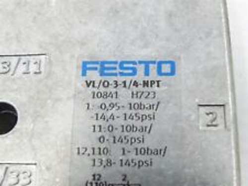 Festo Vl/0-3-1/4-Npt Pneumatic Valve