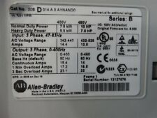 Allen-Bradley 20Bd014A0Anand0 Powerflex 700 Series B Ac Vector