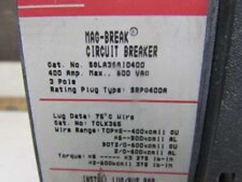 Ge Sgla36Ai0400 , Circuit Breaker ,3P /600V /350A ,