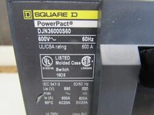 Square D Djn36000S60Ab , Powerpact Molded Case Switch , 3P/600A/600V