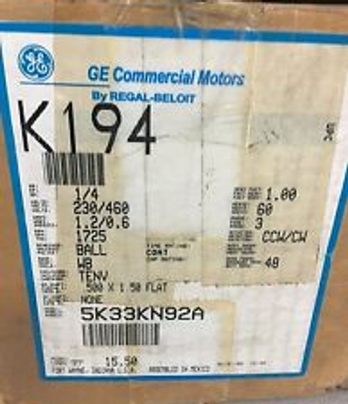 Ge 1/4Hp Motor K194 1725 Rpm 3 Phase General Electric 5K33Kn92A