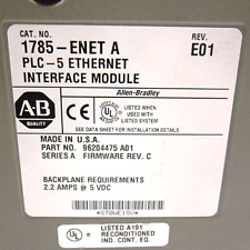 Allen Bradley 1785-L40C15/E Controlnet Processor W/ 1785-Enet /A Module