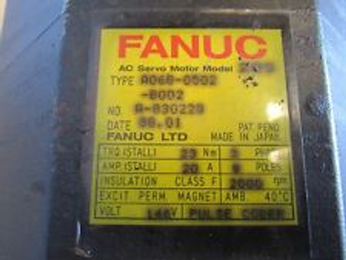 Fanuc A06B-0502-B002 Ac Servo Motor 2000Rpm 146V 8Poles