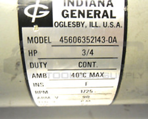 Indiana General 45606352143-0A Motor Rpm 1725