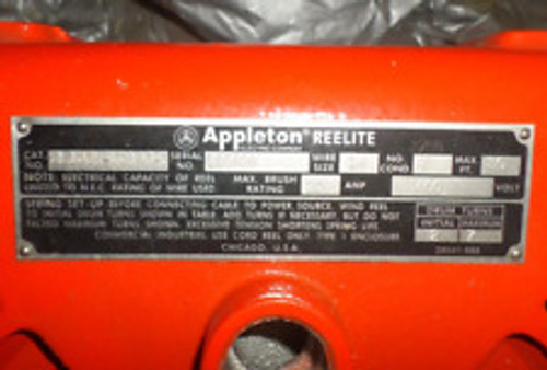 Appleton 35' Reelite Rl103K-Lc143-35 Power Cord Reel 14/3 20A