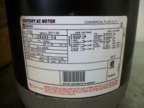 Ao Smith Century 1/2Hp Tenv Y56C Ac Motor H192 460Volt 3450Rpm 3Ph