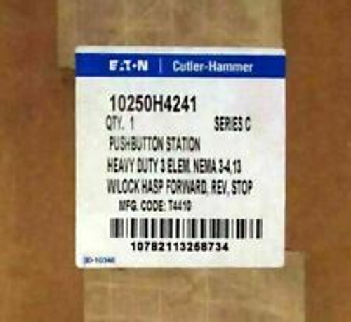 Eaton Cutler-Hammer 10250H4241 Hd Pushbutton Station 3 Element W/ Lock Hasp