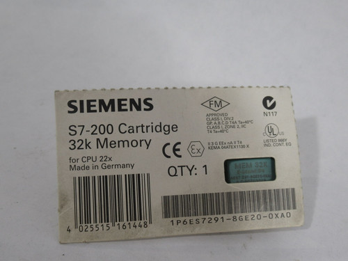 Siemens 6Es7291-8Ge20-0Xa0 S7-200 32K Memory Cartridge For Cpu 22X