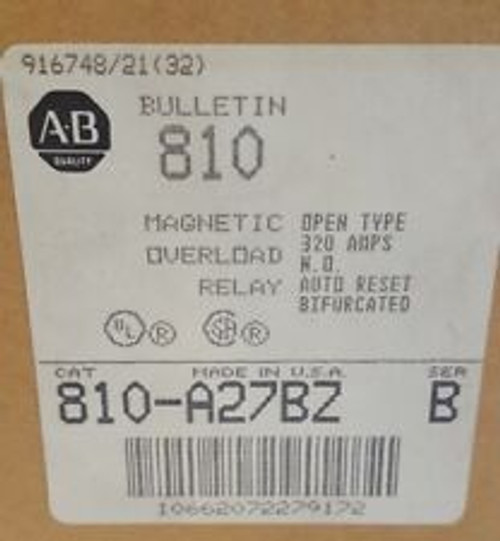 Allen-Bradley 810-A27Bz - Inverse Time Current Relay - 600V, 320A