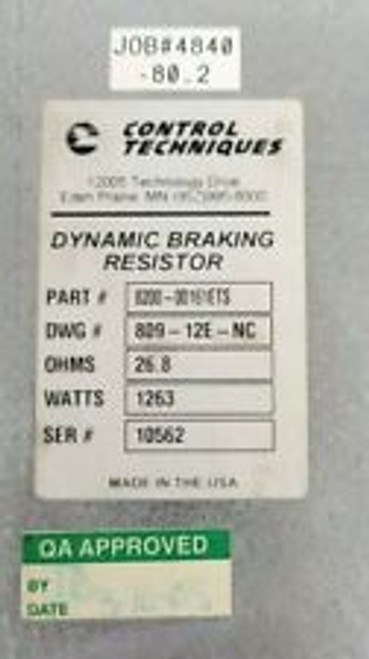 Control Techniques 8200-00161Ets Dynamic Braking Resistor 26.8 Ohms 1263 Watts