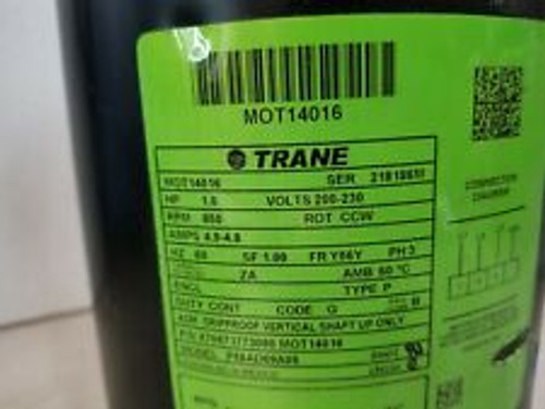 Trane Mot14016 Motor 1 Hp 208-230V 850Rpm 3-Phase
