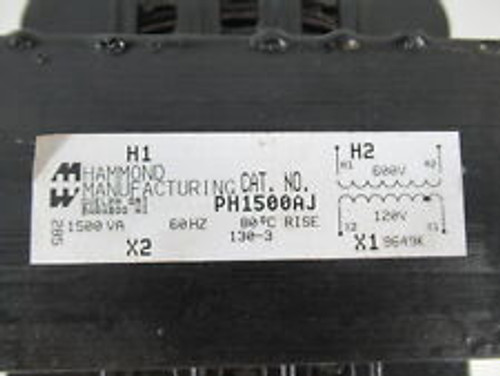 Hammond Ph1500Aj Transformer 1500Va Pri. 600V Sec.120V 60Hz 1Ph