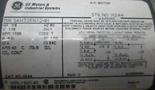 General Electric Motor 5Kh32En124H 1/6 Hp 115V 1 Ph