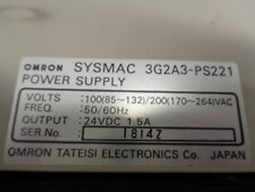 Omron Sysmac Power Supply 3G2A3-Ps221