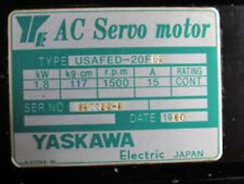Yaskawa Ac Servo Motor Usafed-20Fb2 1.8Kw 1500Rpm, From Hitachi Seiki Vk55