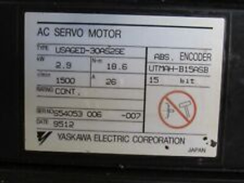Yaskawa Ac Servo Motor Usaged-30As2Se, Abs Encoder Utmah-B15Asb, S54053006-007