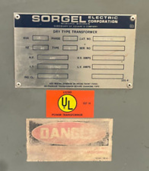 Sorgel Electric Corporation Dry Type Transformer 15540H