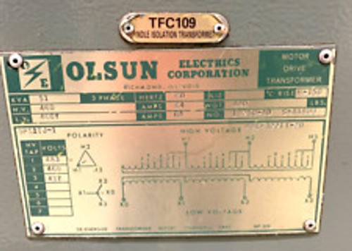 Olsun Spindle Isolation Transformer W/ Control Transformer 31-1/4"