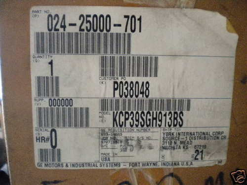 General Electric Motor Kcp39Sgh913Bs 02425000701