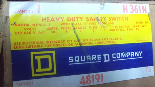Square D Safety Switch H361N Ser. D1 H361N