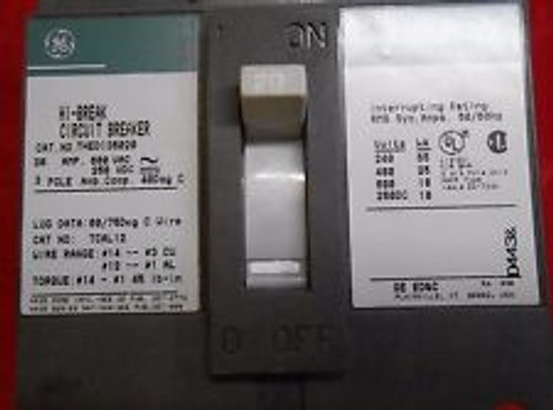 Ge Thed136020Wl Molded Case Circuit Breaker 20Amps 600Vac 3-Pole -