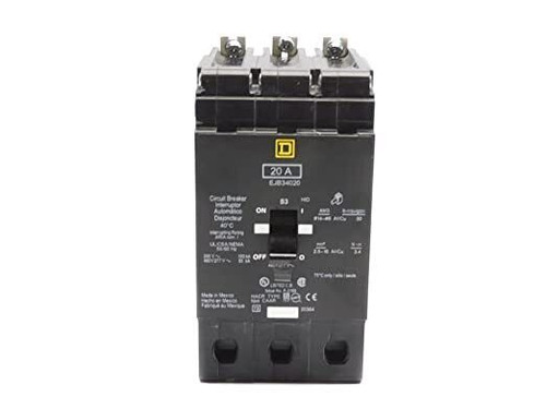 Ejb34020 Square D Bolt-On 20 Amp 3 Pole 480V 3 Ph Circuit Breaker 65Ka@480V Aic