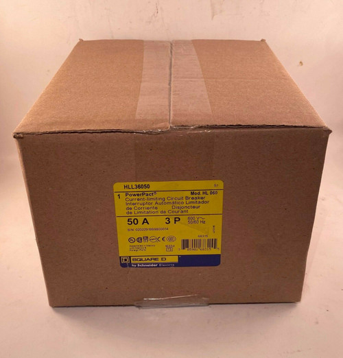 Square D Hll36050 Powerpact Current Limiting Circuit Breaker, 50A, 600V,