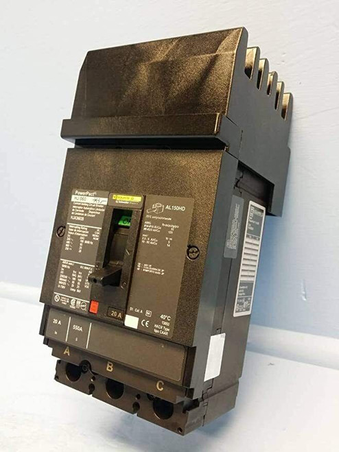 Hja36020 Square D I-Line Style Plug-In 20 Amp 3 Pole 600V 3 Ph Circuit Breaker