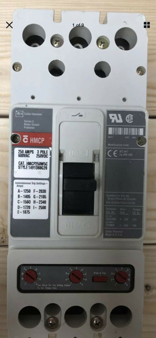 Eaton Hmcp250W5C 3Pole 600V 250A Motor Circuit Protective