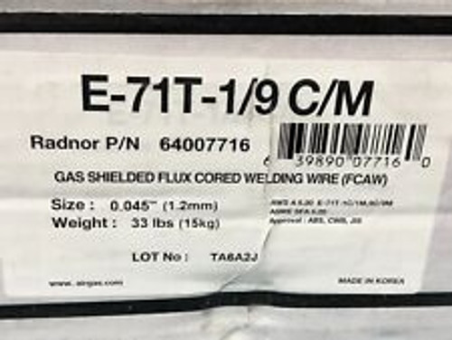 Radnor Gas Shielded Flux Core Welding Wire E71T 1/9Cm 0.045" 33 Lb Spool (Fcaw)