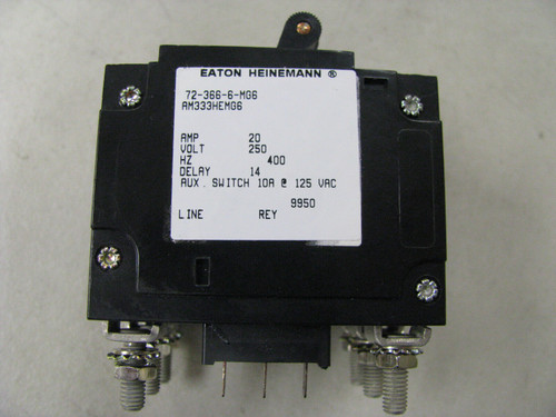 Eaton Heineman Circuit Breaker Part # Am 333Hemg6-20-250-14-400 20 Amp 250V