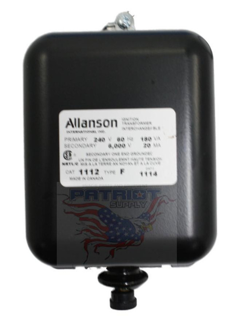 Allanson 1112F 240V Primary 6000V Secondary Single Pole Gas Ignition Transformer