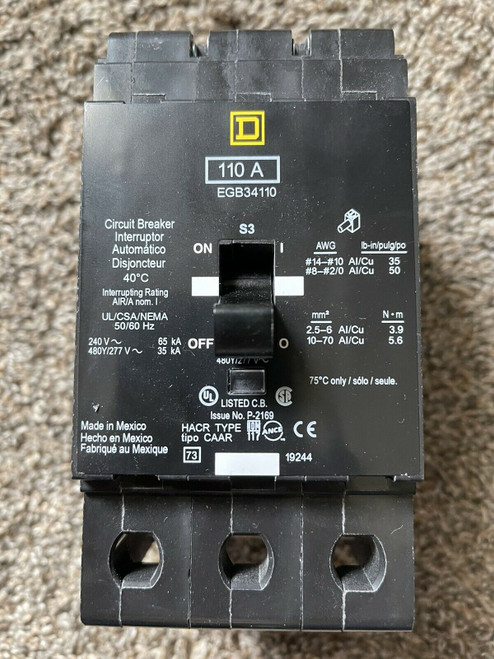 Square D Type Egb 110 Amp Breaker