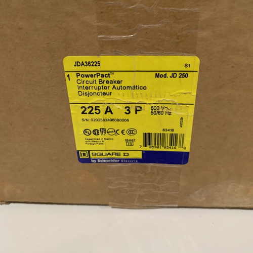 Square D Jda36225 Powerpact 225 A 3-Pole 600V Circuit Breaker